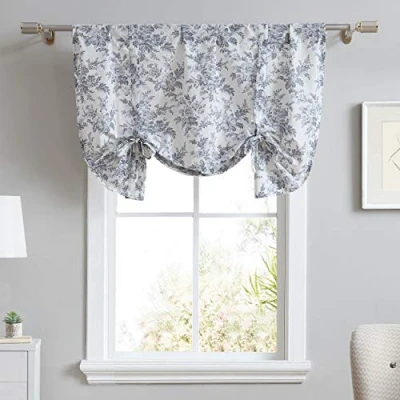 Abbildung von Laura Ashley Home Volant aus Baumwolle, stilvolle und leichte Fensterdekoration für Heimdekoration (Annalise Floral Grey, 127 x 63,5 cm)