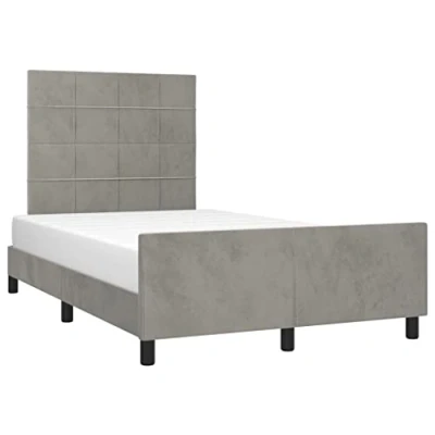 Abbildung von vidaXL Bettgestell mit Kopfteil Polsterbett Bett Bettrahmen Doppelbett Lattenrost Samtbett Schlafzimmermöbel Schlafzimmerbett Hellgrau 120x200cm Samt