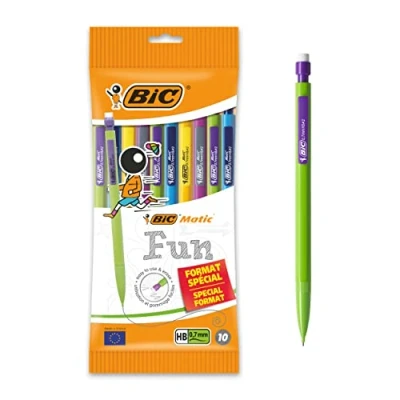 Abbildung von BIC,951478,Matic AA8Fun Minenhalter,0,7 mm, HB,mit Radiergummi, perfekt für Schule,leicht zu verwenden, 10 Stück