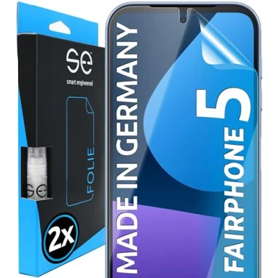Abbildung von S.E für Fairphone 5 Schutzfolie 2x Folien im SET aus Deutschland, kinderleichte Installationshilfe, staubfrei und blasenfrei, Folie TPU Material, Full Screen, 100% Passgenau HD Klar