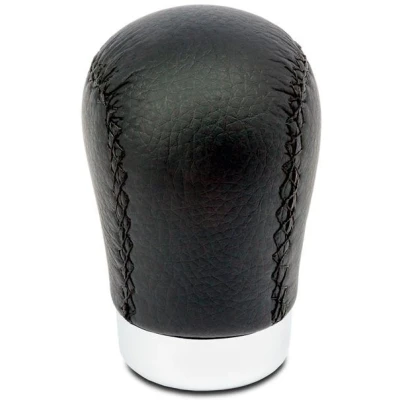 Abbildung von +PWR Car Parts Universeller Schalthebel Modell Class Kurz Schwarzes Kunstleder Mit schwarzer Naht. 30 mm Hebel. Elegantes und sportliches Design, Schwarz