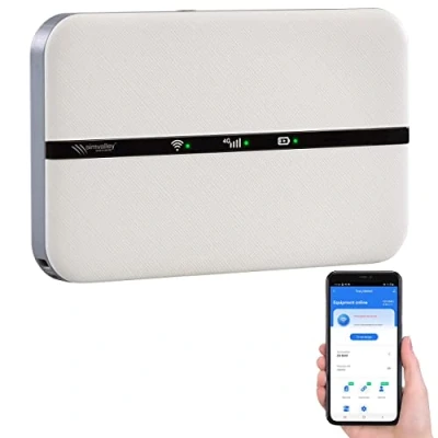 Abbildung von simvalley MOBILE Mobiler WLAN Router: 4G/LTE Router im Kreditkartenformat, bis 150 Mbit/s, Akku, App (SIM Karten Router, Hotspot, Mobiles Internet)