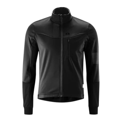 Abbildung von Gonso Valaff, Herren Fahrradjacke, Wasserabweisende Softshelljacke, Winddicht, G Shell für optimale Wärmeisolierung, Enganliegende Passform, PFC frei, Schwarz, Gr. XL
