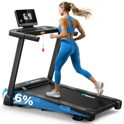 Abbildung von MERACH Laufband für Zuhause, Klappbar mit Steigung 6%, 2,5PS Steigung, 0,8 12 km/h Gehpad Klappbar, LED Display &amp; Tablet Halter Zuhause und Büro, APP