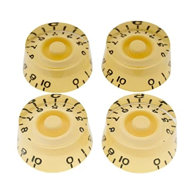Abbildung von Musiclily Pro Metrische Gitarre Knöpfe Potiknöpfe Speed Knobs für Epiphone Les Paul Style E Bass, Creme(4er Set)