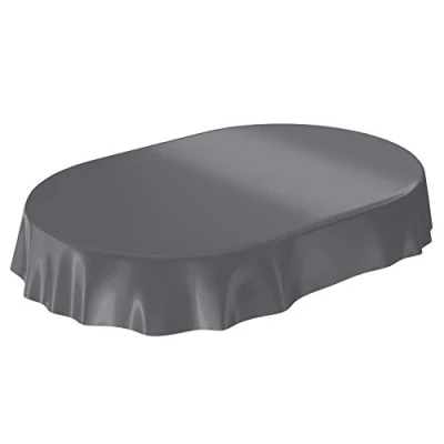 Abbildung von Wachstuchtischdecke Wachstuch abwaschbare Tischdecke Uni Glanz Einfarbig Anthrazit Eingefasst Oval 140 x 220cm