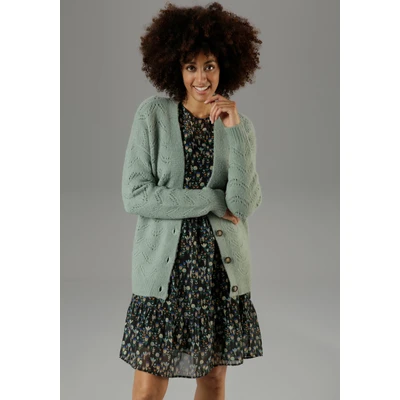Abbildung von Aniston CASUAL Strickjacke, mit Ajourstrickmuster