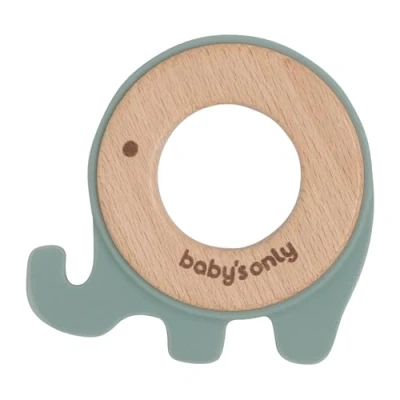 Abbildung von Baby&#039;s Only Beißring Elefant Greifling Baby Bietet viele Vorteile Kindersicher Beißspielzeug Holz und Hochwertigem Silikon Ab 0 Monate Stone Green