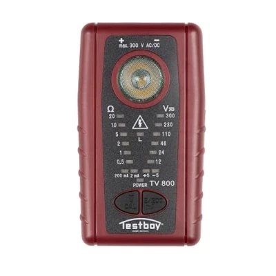 Abbildung von Testboy TV 800 Niederohmprüfgerät mit 200 mA gemäß EN 61557 4 (Durchgangstest inkl. Spannungstest bis zu 300 V AC/DC, integrierte hochleistungs LED, berührungsloser Spannungstester), Rot