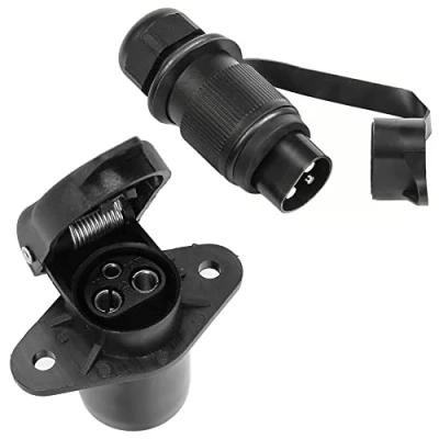 Abbildung von SPARKMOTO 3 Polig Traktor Stecker Steckdose 12V, nach DIN 9680,Wasserdicht und Polig,Für PKW RV LKW KFZ Anhänger Landmaschinen Steckdose(2 Mount Punkte A)