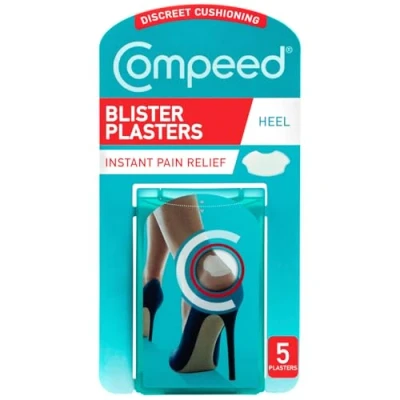 Abbildung von Compeed High Heel Blasenpflaster, 5 Hydrokolloid Pflaster, Fußbehandlung, heilen schnell, ultimative Diskretion, Maße: 4,2 cm x 6,8