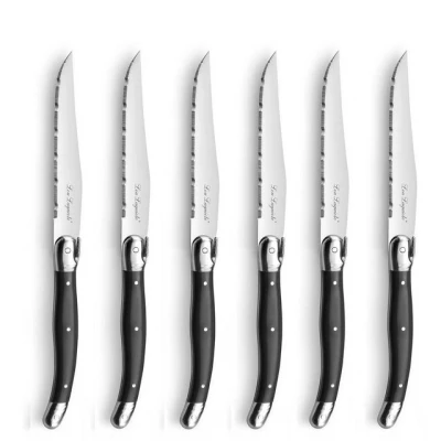 Abbildung von Lou Laguiole Tradition 6 Steakmesser + Messerblock Anthrazit