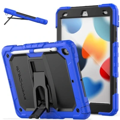 Abbildung von ArmourShield Schutzhülle für Apple iPad 25,9 cm (10,2 Zoll) 2021/2020/2019 [9./8./7. Generation] Ganzkörper Schutzhülle, stoßfest, mit klappbarem Ständer, Displayschutzfolie und Stifthalter,
