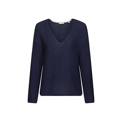 Abbildung von Esprit MIT Vausschnitt Strickpullover, Damen, Größe: Medium, Navy