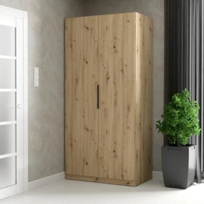 Abbildung von FORTE CADIXO Kleiderschrank 100, 2 türiger Drehtürenschrank, Holzwerkstoff, Artisan Eiche Dekor, 100,9 cm breit, 212,9 hoch, 58,9 tief