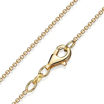 Abbildung von Materia Kugelkette Silber 925 vergoldet 45cm Gold Halskette Damen 1mm K73