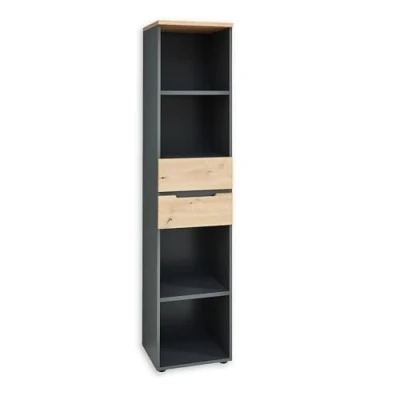 Abbildung von DEINE TANTE EMMA 5035GH06 Büroregal Memphis Regal Aktenregal Graphit/Artisan Eiche Nb. ca. 45 x 197 38 cm