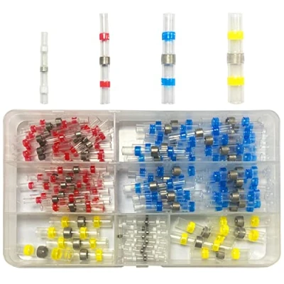 Abbildung von Newaner 120 stück kabelverbinder wasserdicht isoliert, 4 Größen 26 10AWG lötverbinder mit schrumpfschlauch, quetschver/stoßver/schrumpfverbinder für Elektronikindustrie, Schrumpfverhältnis 3:1