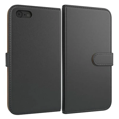Abbildung von EAZY CASE Tasche kompatibel mit iPhone SE (2022/2020) / 8/7 Schutzhülle Standfunktion Klapphülle im Bookstyle, Handytasche Hülle Magnetverschluss und Kartenfach, Kunstleder, Schwarz