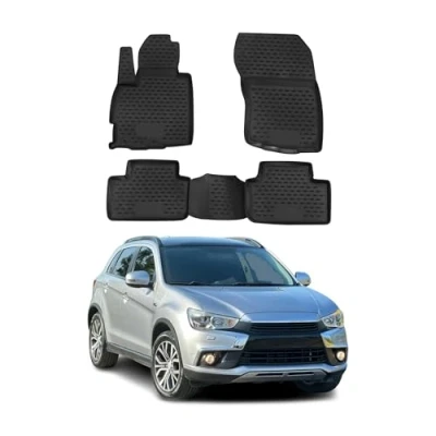 Abbildung von OMAC Gummimatten Fußmatten kompatibel mit Mitsubishi ASX 2010 2024 TPE Automatte Schwarz 4X