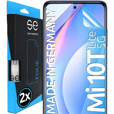 Abbildung von s.e Schutzfolie für Xiaomi Mi 10T Lite 5G, 2x Full Screen, Positionierhilfe, 10TLite 5G Schutzfolie, transparente Displayfolie, funktionierende Alternative zu Schutzglas, Schutzglasfolie