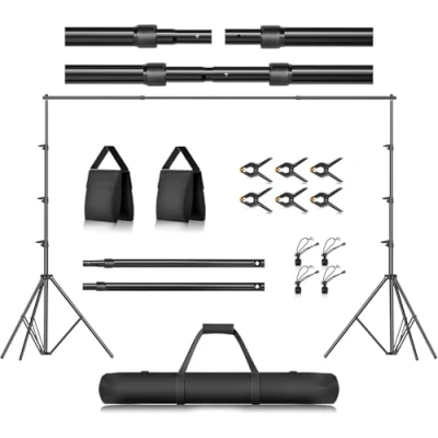 Abbildung von EMART Foto Hintergrund Ständer 2,6 x 3 m, Verstellbarer Ständer, Studio Hintergrundsystem für Video, Fotografie, Portrait, Partys, Hochzeiten