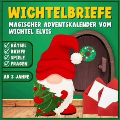 Abbildung von Wichtelbriefe. Magischer Adventskalender vom Wichtel Elvis: Zubehör weihnachten. Fertige Weihnachtswichtel Briefe zum Ausschneiden.