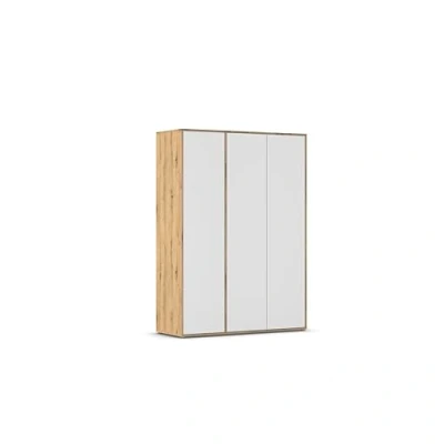 Abbildung von Rauch Möbel Nabila, Drehtürenschrank, Kleiderschrank, Kleiderschränke, Garderobe, 3 türig, Push to Open, Farbe Weiß/Eiche Artisan, Holz, 140x194x53cm