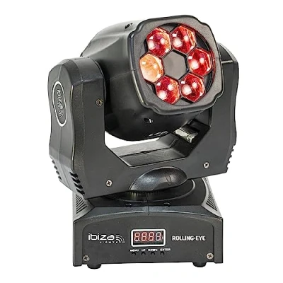Abbildung von IBIZA ROLLING EYE Wash Effekt Moving Head 6x12 Watt 4in1 CREE LEDs Washer Washlight Flower Beam Disco Party DJ Event