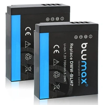 Abbildung von Blumax 2X Akku ersetzt Panasonic DMW BLH7 / BLH7E BLH7PP kompatibel mit Lumix DMC GM1 GM5 GF7 7,2V 700mAh Hochleistungsakku