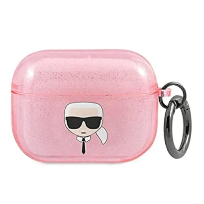 Abbildung von Karl Lagerfeld Karl&#039;s Head Silicone Glitter Case für das Apple AirPods Pro Rosa