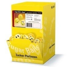 Abbildung von Hellma Sugar Balls Happy 400 Stk. je 3,6 g 1440 Vorrats Box Zuckertütchen einzeln rund, für Kaffee oder Tee
