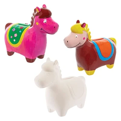 Abbildung von Baker Ross FX697 Pony Keramik Münzbank 2er Packung, Malerei Bastelsets für Bausätze