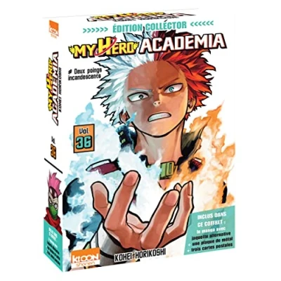 Abbildung von My Hero Academia T36 Édition collector: Coffret avec jaquette alternative, une plaque de métal et trois cartes postales