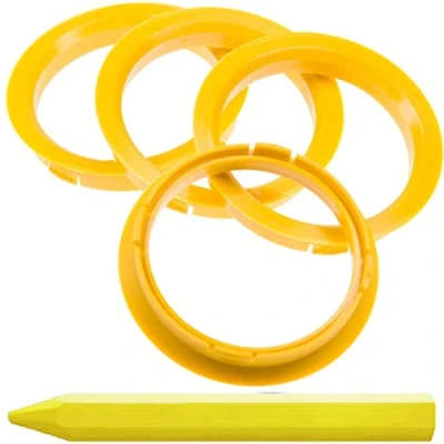 Abbildung von 4X Zentrierringe Hellgelb 74,1 mm x 65,1 + 1x Reifen Kreide Fett Stift