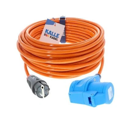 Abbildung von CEE Adapterleitung Kalle Blue Extreme Signal SCHUKO auf Winkelkupplung 3G 2,5mm² 10 Meter