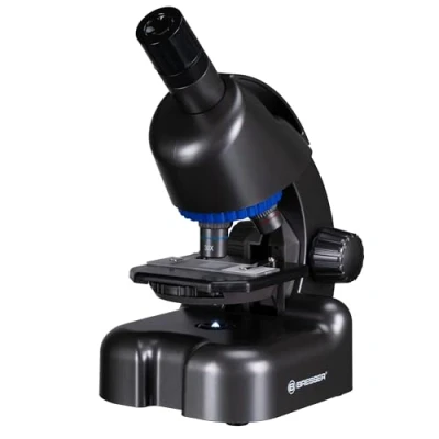 Abbildung von Bresser Junior Mikroskop CM 04 100x 900x, Kinder ab 6 Jahren, LED Beleuchtung, Smartphone Halterung, Experimentier Set, batteriebetrieben