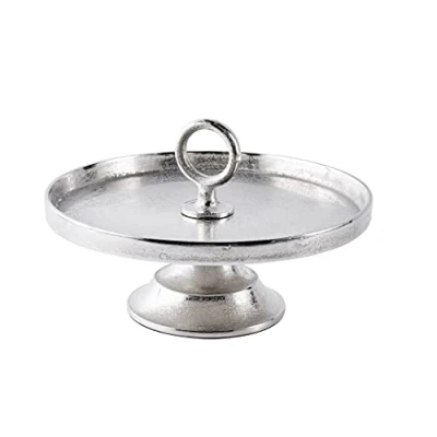 Abbildung von MichaelNoll Dekoetagere Etagere Modern Dekoteller Schale Deko Dekoration Servierplatte aus Metall Aluminium Silber Luxus Tischdeko Hochzeit Weihnachtsdeko für Wohnzimmer, Esszimmer oder Küche 30 cm