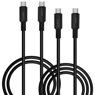 Abbildung von Callstel USB C Kabel: Ultraflexible Silikon Lade /Datenkabel C/ C, 1 + 2 m, schwarz (USB Ladekabel, Ladekabel)