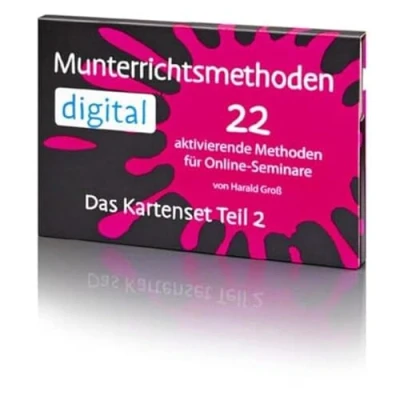 Abbildung von Munterrichtsmethoden digital Teil 2: 22 aktivierende Methoden für Online Seminare von Harald Groß: In diesem Kartenset finden Sie weitere Präsenzseminare