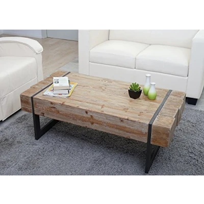 Abbildung von Mendler Couchtisch HWC A15a, Wohnzimmertisch, Tanne Holz rustikal massiv MVG Zertifiziert 40x120x60cm naturfarben