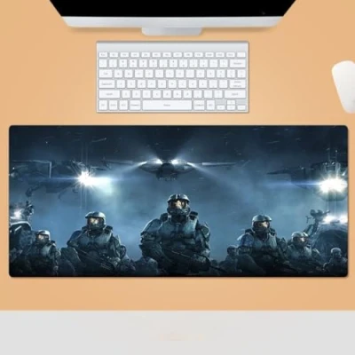 Abbildung von Halo Gaming Mauspad, verlängertes XXL glatte Oberfläche, genähte Kanten, rutschfeste Gummiunterseite, Büro, Computer, Laptop, Tastatur, Mauspad (h1)