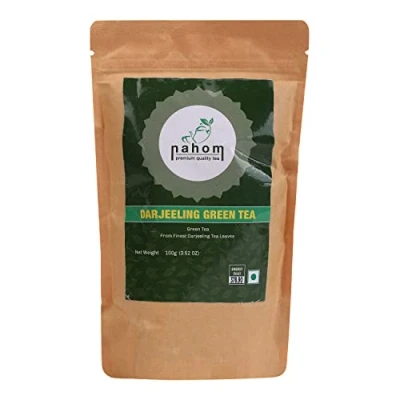 Abbildung von NAHOM Darjeeling Green Tea/TEE Loose Leaf (50 Cups) Pure Tea Leaves RICH ANTI OXIDANTS Natural Detox Brew as Hot or Iced 3.53oz/ 100g Pouch
