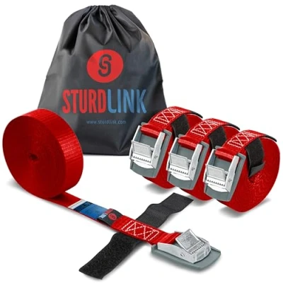 Abbildung von Spanngurte mit Klemmschloss 25mm 250kg 3m x4 + Schutz Klettband Profi Qualität Mehrfachangebote Endlos Verstellbarer Zurrgurt Nockenschnalle Spannriemen für Dachgepäckträger