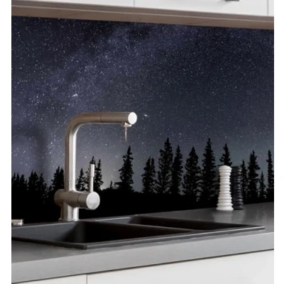 Abbildung von MyMaxxi Selbstklebende Küchenrückwand Folie ohne Bohren Motiv Sternenhimmel 60cm hoch Klebefolie Wandbild Küche Wand Deko Sterne Nachthimmel 80 x