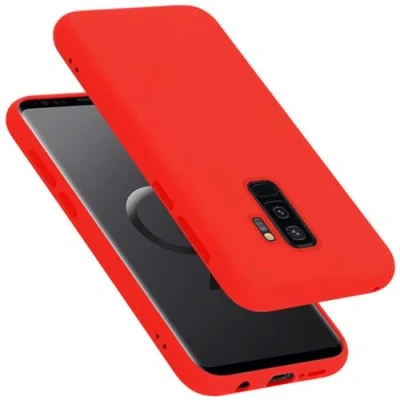 Abbildung von Cadorabo Hülle kompatibel mit Samsung Galaxy S9 Plus Silikon Handyhülle für Case aus flüssigem stoßfeste dünne TPU Schutzhülle Liquid ROT