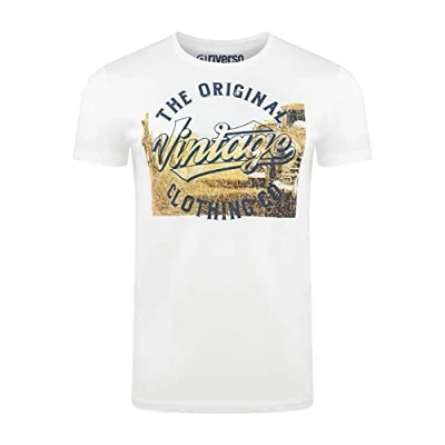 Abbildung von riverso Herren T Shirt RIVLukas Fotodruck Rundhals O Neck Kurzarm Regular Baumwolle Weiß S, Größe:S, Farbe:Weiß (MJD)