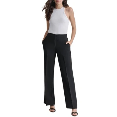 Abbildung von DKNY Women&#039;s Double Weave Wide Leg Pants, Black, Size 38