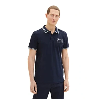 Abbildung von TOM Tailor Gestreiftes Poloshirt, Herren, Größe: Medium, Navy/red stripe