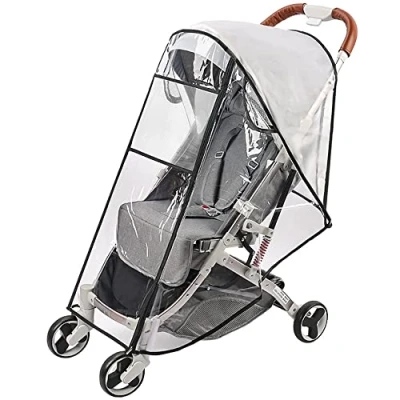 Abbildung von Roysmart Universal Regenschutz für Kinderwagen, Regenverdeck Regenhaube Buggy Einfache Montage an jedem Kinderwagen Gute Luftzirkulation